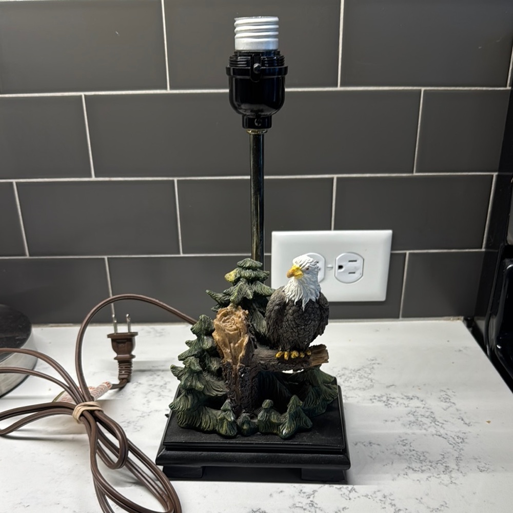 Eagle Table Lamp with Green and Brown Accents